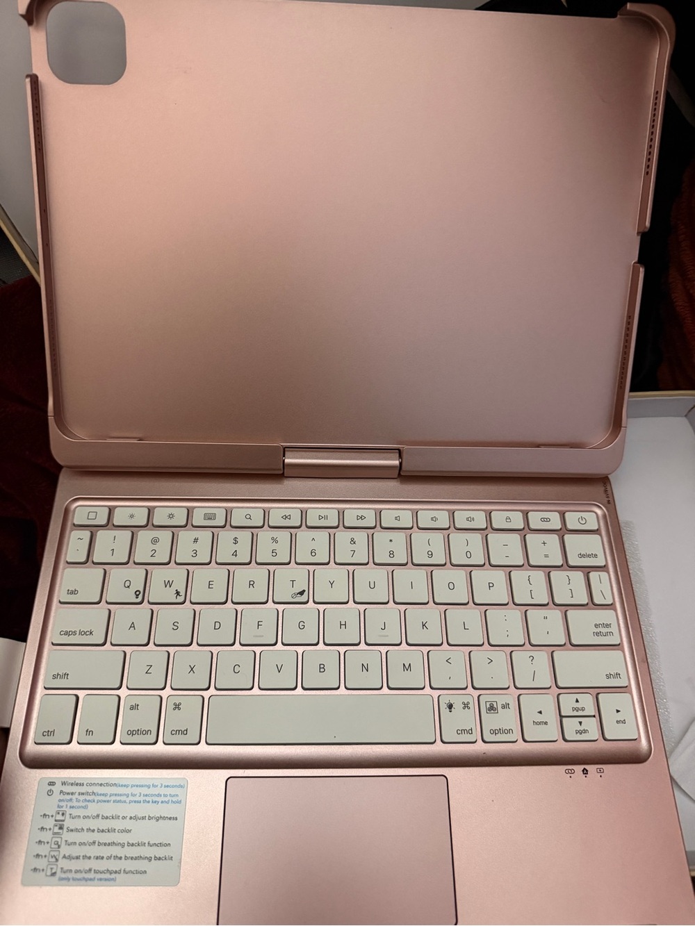 Rose Gold Wireless Bluetooth Keyboard Case for Tablet